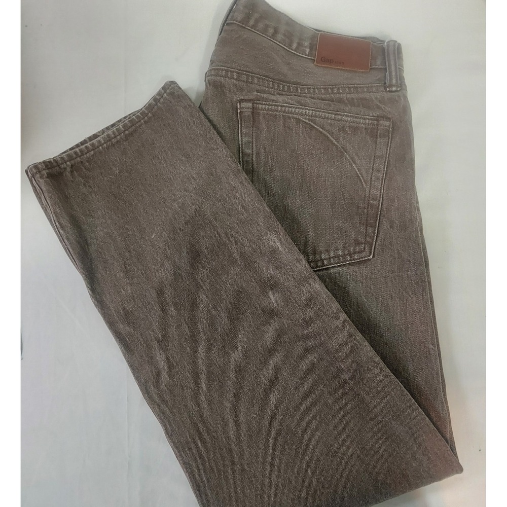Gap 1969 Mens Straight Selvedge Denim Jeans Brown 34x30 Button Fly